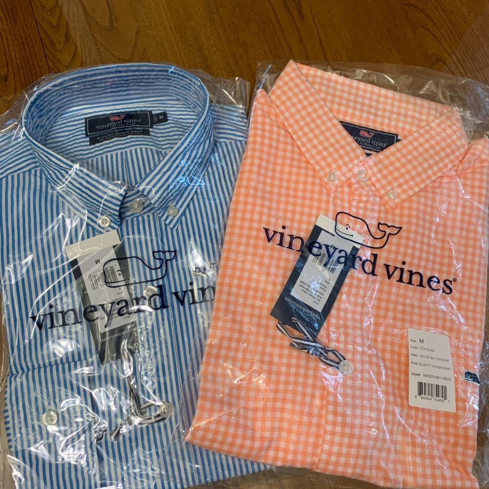 NWT MENS VINEYARD VINES SLIM FIT DRESS SHIRTS SIZE MEDIUM LOT OF TWO